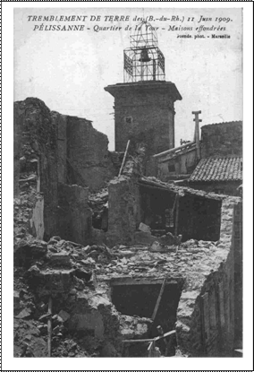Séisme de Lambesc en 1909 - carte postale d'époque