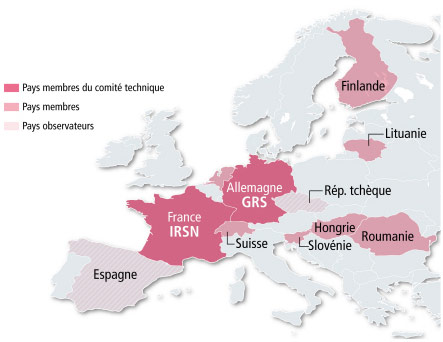 Carte des dix pays membres du IRS, au premier semestre 2010.©Art Presse/IRSN