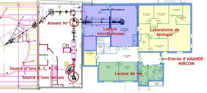 Plan - Le microfaisceau de Mircom, installé sur le site IRSN de Cadarache