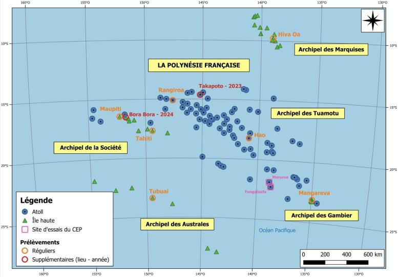 Rapport Polynésie 2025 - Carte des points de prélèvement