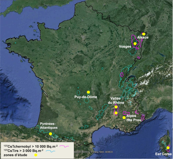 Rémanence - Zones étudiées