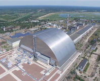Le Nouveau Confinement Sûr (NCS) du réacteur accidenté n°4 (source ChNPP: Viktor Kuchynskyi)